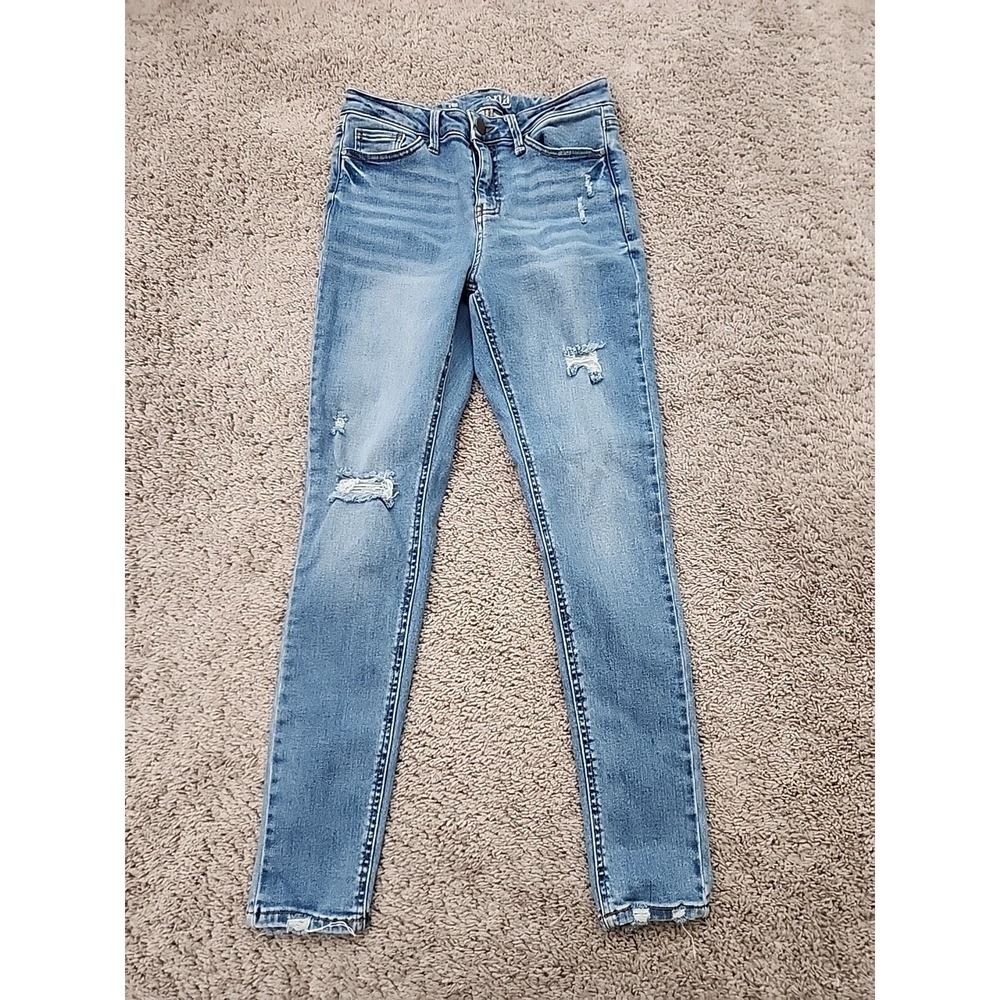 a.n.a High Rise Jegging Womens 8 Blue Distressed Frayed Hem Denim Jeans